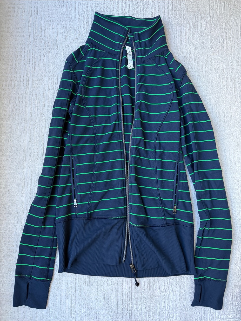 lululemon athletica Navy with Green Stripe Zip-Up Hoodie